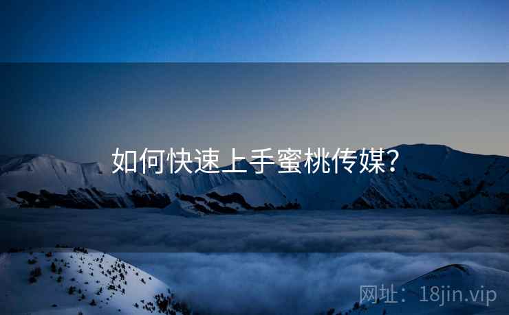 如何快速上手蜜桃传媒？